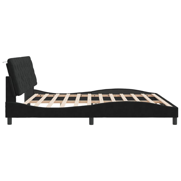 Bettgestell Schwarz Samt LED 200x200 cm