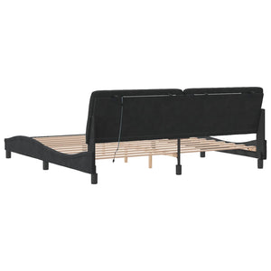 Bettgestell Schwarz Samt LED 200x200 cm
