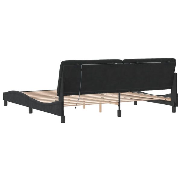 Bettgestell Schwarz Samt LED 200x200 cm