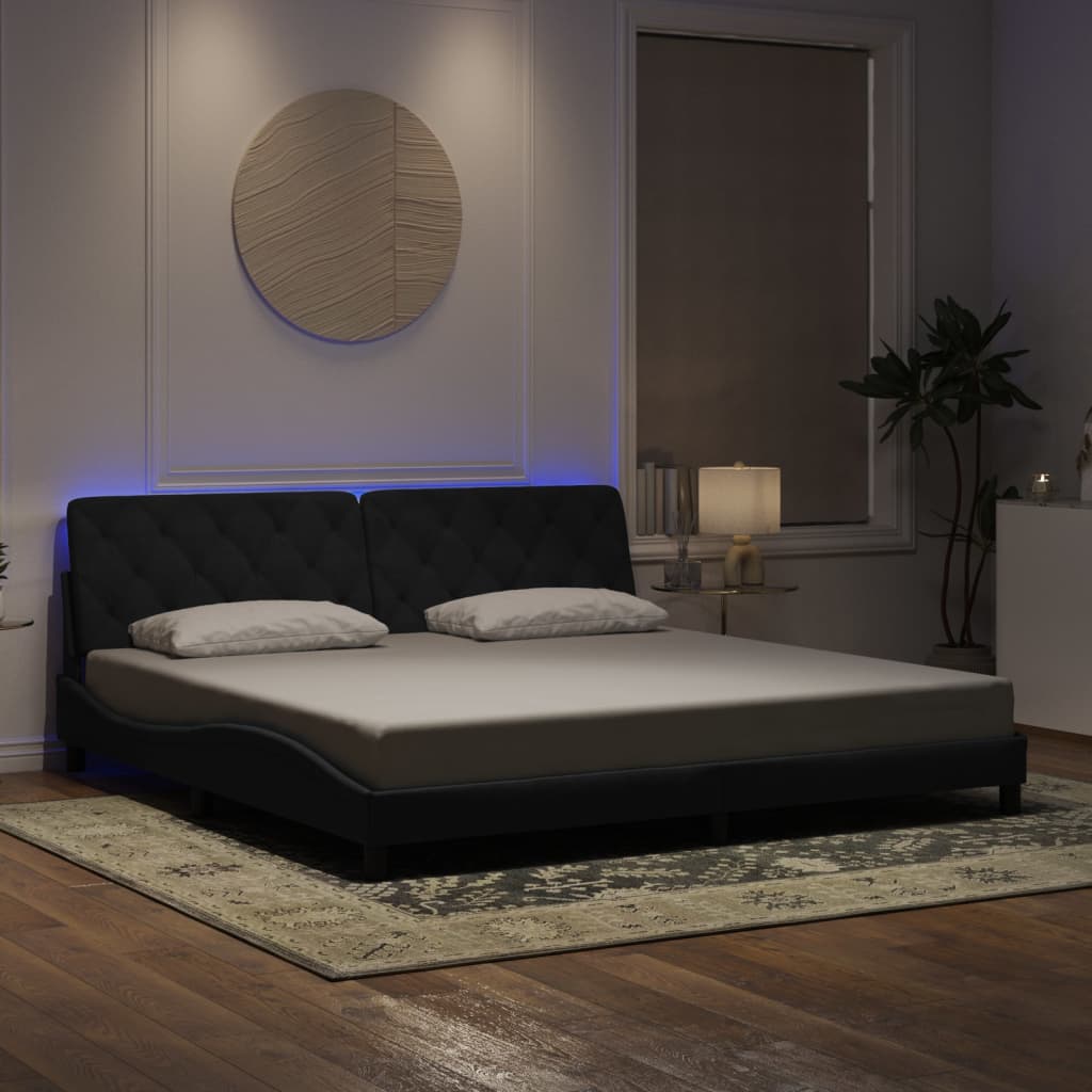 Bettgestell Schwarz Samt LED 200x200 cm