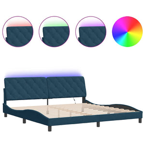 Bettgestell mit LED Blau 200x200 cm Samt