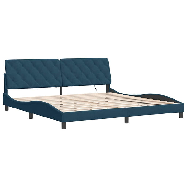 Bettgestell mit LED Blau 200x200 cm Samt