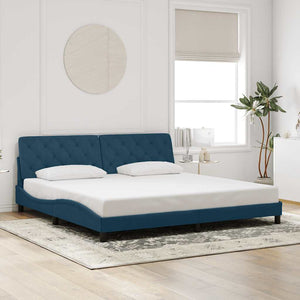 Bettgestell mit LED Blau 200x200 cm Samt
