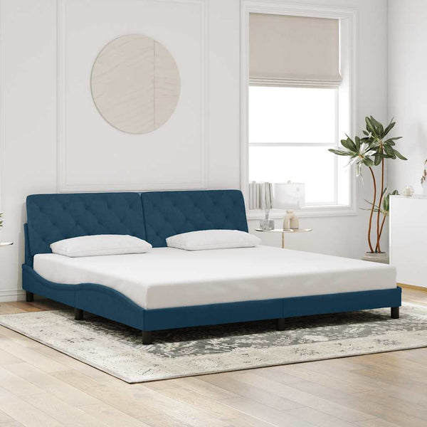 Bettgestell mit LED Blau 200x200 cm Samt
