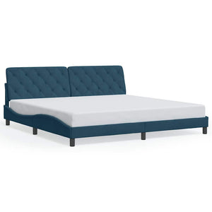 Bettgestell mit LED Blau 200x200 cm Samt