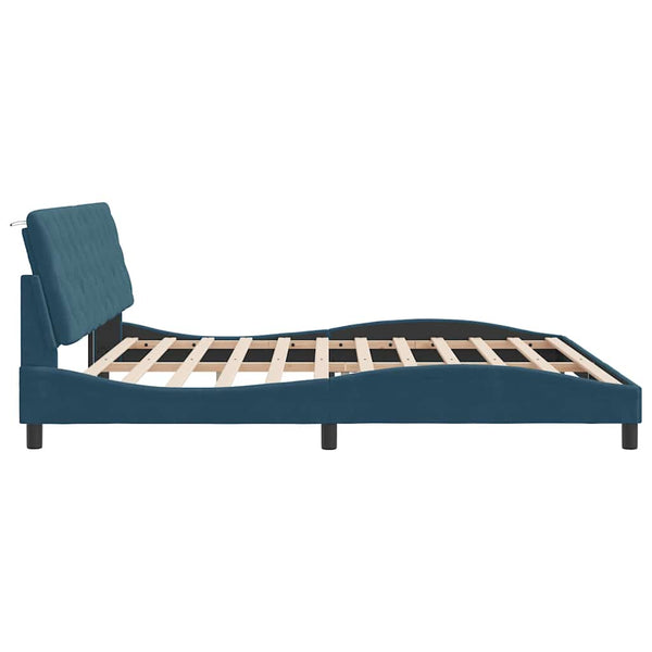 Bettgestell mit LED Blau 200x200 cm Samt