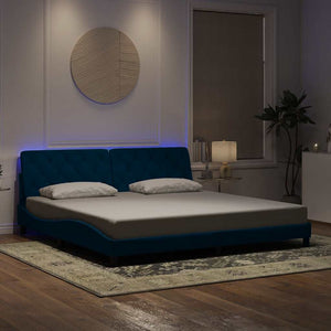 Bettgestell mit LED Blau 200x200 cm Samt