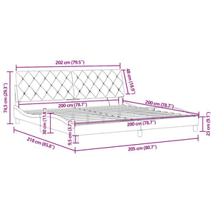 Bettgestell mit LED Rosa 200x200 cm Samt