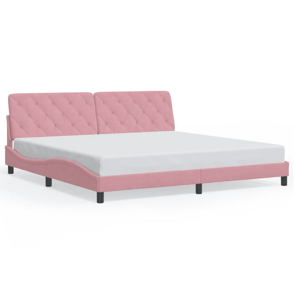 Bettgestell mit LED Rosa 200x200 cm Samt