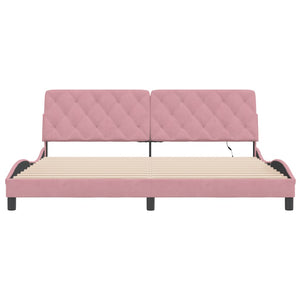 Bettgestell mit LED Rosa 200x200 cm Samt