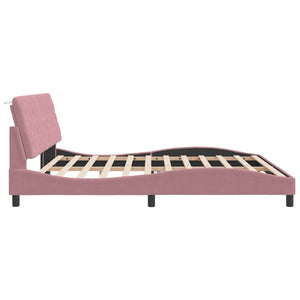 Bettgestell mit LED Rosa 200x200 cm Samt
