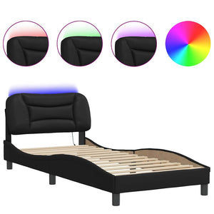 Bettgestell mit LED 80x200 cm Schwarz