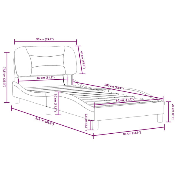 Bettgestell mit LED 80x200 cm Schwarz