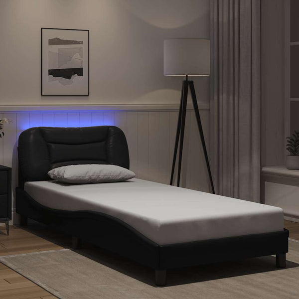 Bettgestell mit LED 80x200 cm Schwarz
