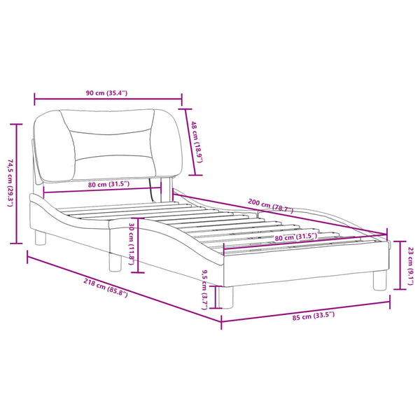 Bettgestell Braun 80x200 cm mit LED