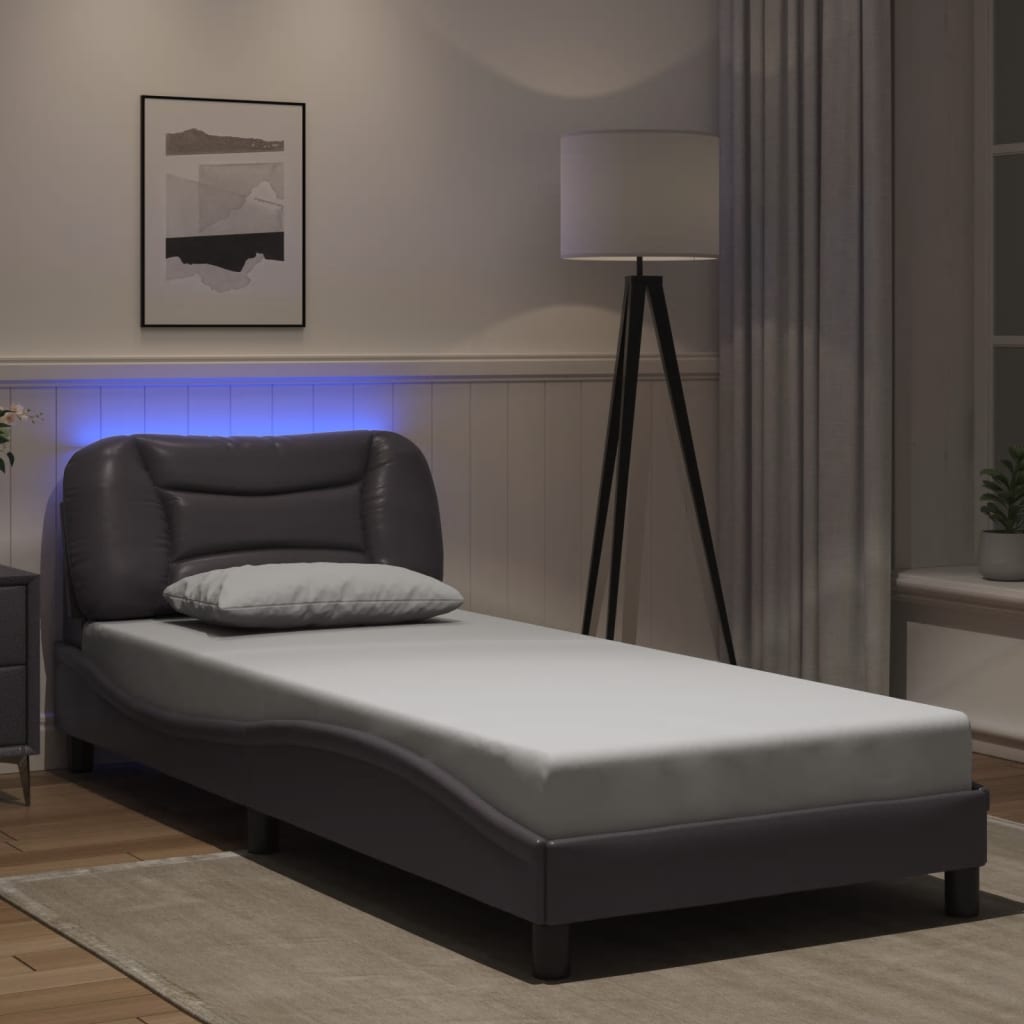 Bettgestell mit LED Grau 80x200 cm