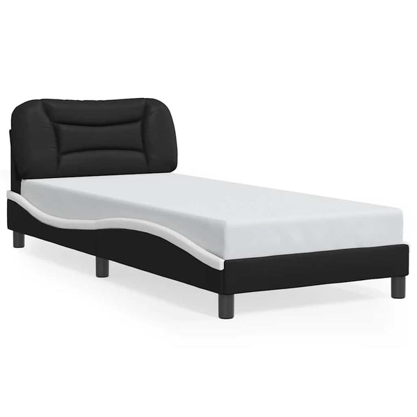 Bettgestell mit LED 80x200 cm Schwarz/Weiß