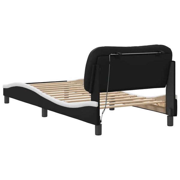 Bettgestell mit LED 80x200 cm Schwarz/Weiß