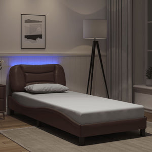Bettgestell mit LED Braun 90x190 cm