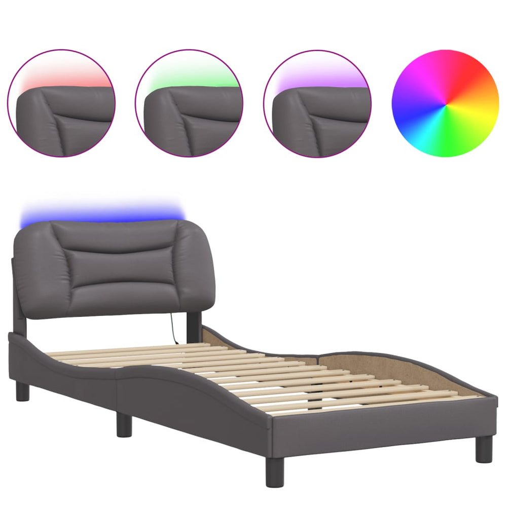 Bettgestell Grau 90x190 cm mit LED