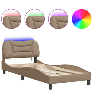 Bettgestell mit LED 90x190 cm Cappuccino-Braun