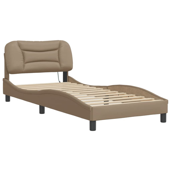 Bettgestell mit LED 90x190 cm Cappuccino-Braun