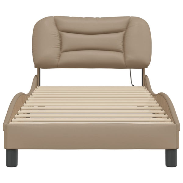 Bettgestell mit LED 90x190 cm Cappuccino-Braun
