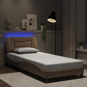Bettgestell mit LED 90x190 cm Cappuccino-Braun