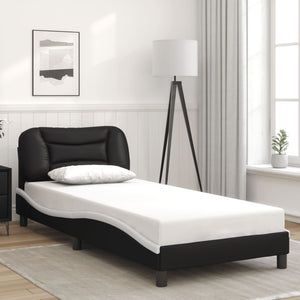 Bettgestell mit LED 90x190 cm Schwarz/Weiß
