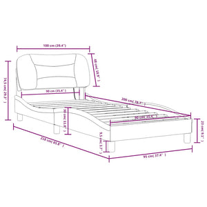 Schwarzes LED-Bettgestell 90x200 cm