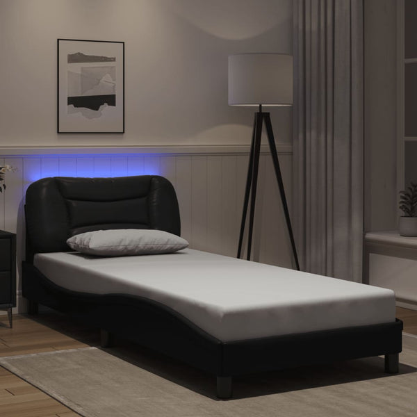 Schwarzes LED-Bettgestell 90x200 cm