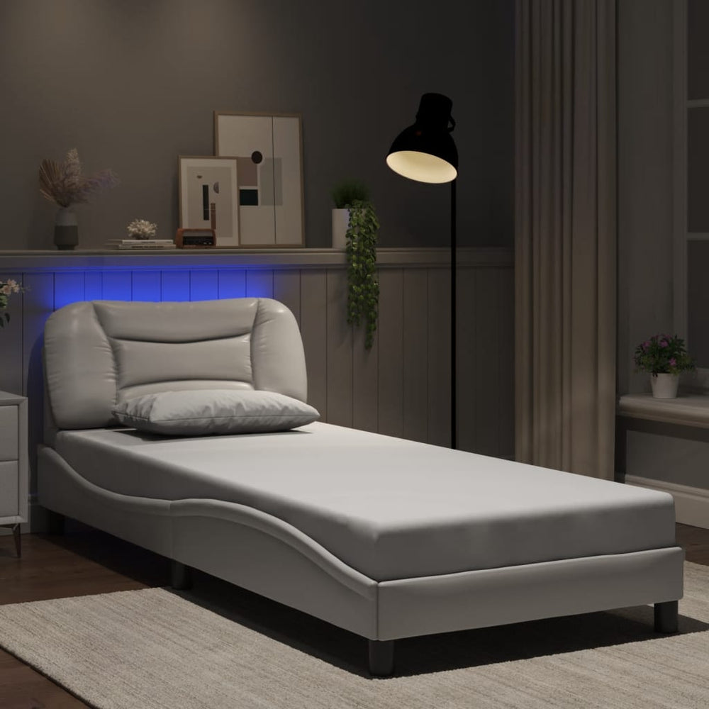 Bettgestell mit LED Weiß 90x200 cm