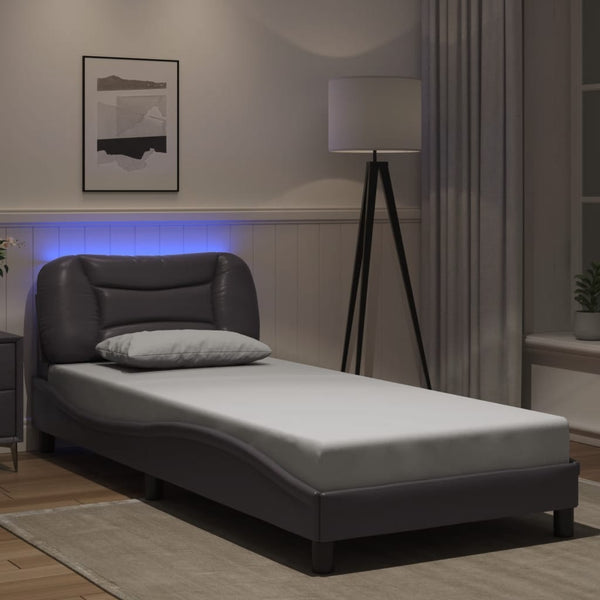 Bettgestell Grau 90x200 cm mit LED