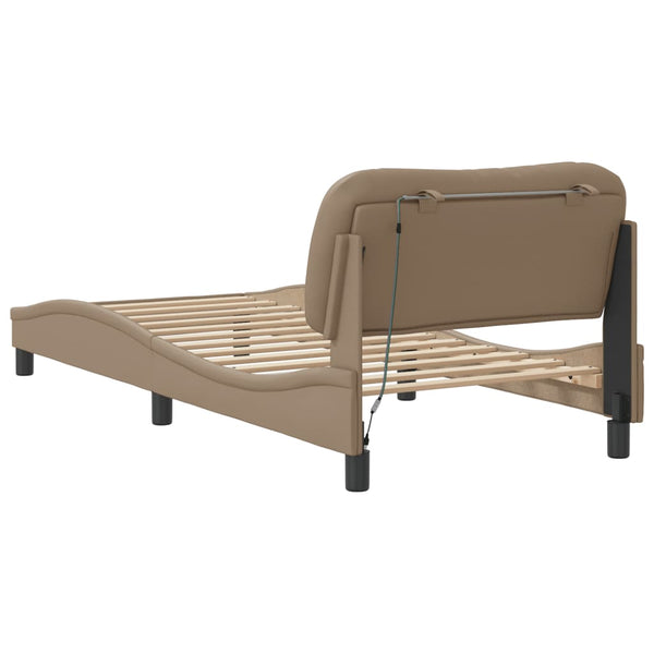 Bettgestell mit LED 90x200 cm Cappuccino-Braun