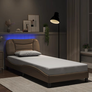 Bettgestell mit LED 90x200 cm Cappuccino-Braun
