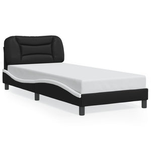 Bettgestell mit LED 90x200 cm Schwarz/Weiß