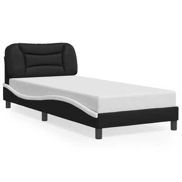 Bettgestell mit LED 90x200 cm Schwarz/Weiß