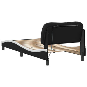 Bettgestell mit LED 90x200 cm Schwarz/Weiß