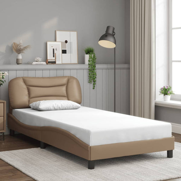 Bettgestell 100x200 cm mit LED Cappuccino-Braun