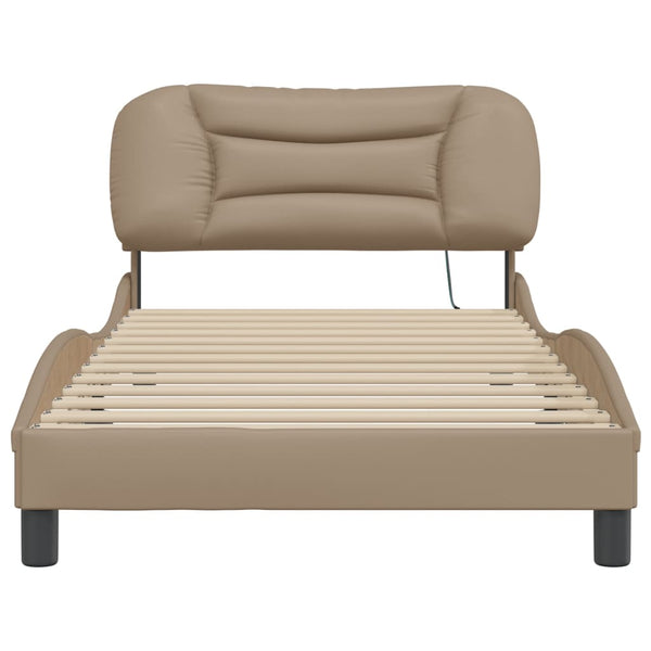 Bettgestell 100x200 cm mit LED Cappuccino-Braun