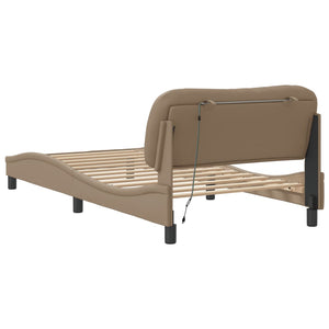 Bettgestell 100x200 cm mit LED Cappuccino-Braun