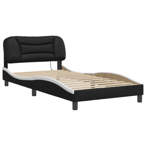 Bettgestell mit LED 100x200 cm Schwarz/Weiß