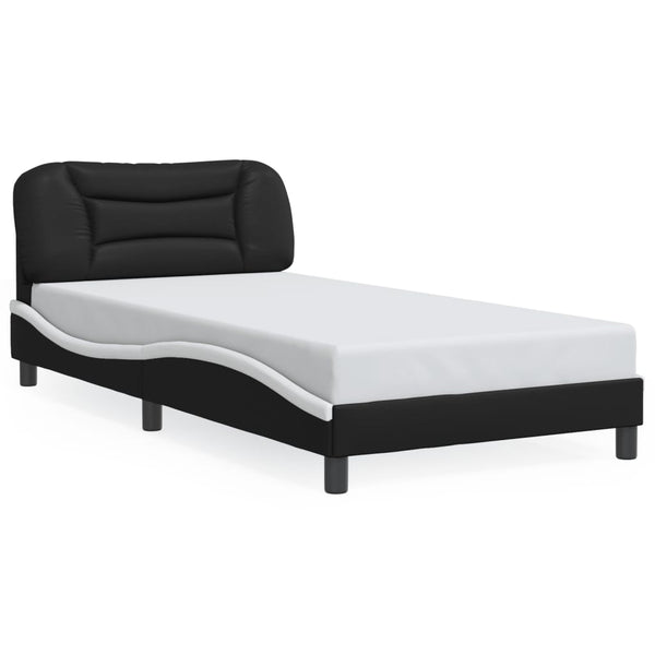 Bettgestell mit LED 100x200 cm Schwarz/Weiß