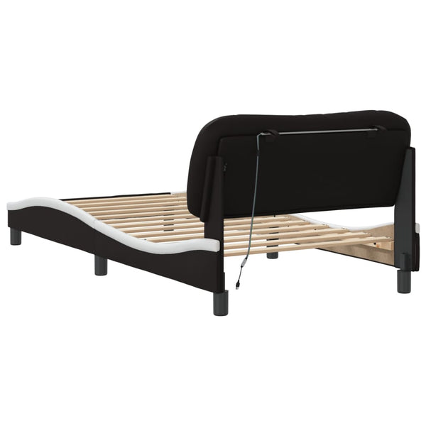 Bettgestell mit LED 100x200 cm Schwarz/Weiß