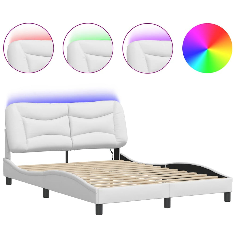 Bettgestell mit LED Weiß 120x200 cm