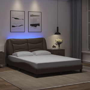 Bettgestell mit LED Braun 120x200 cm
