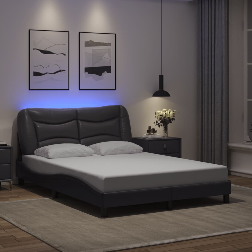 Bettgestell mit LED Grau 120x200 cm