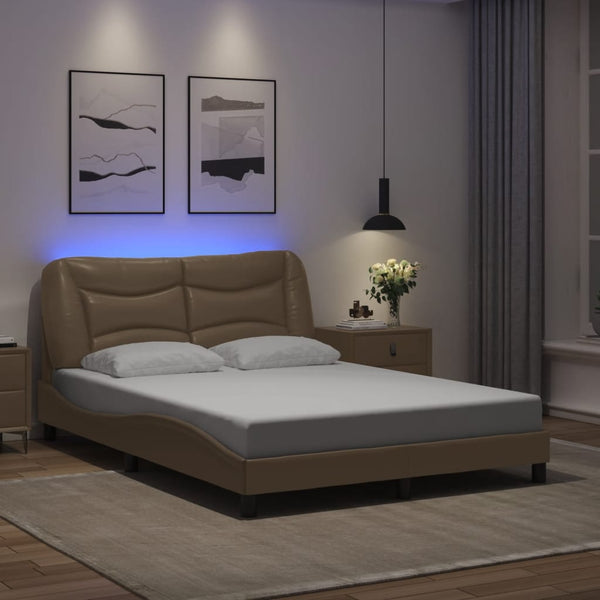 Bettgestell mit LED 120x200 cm Cappuccino-Braun
