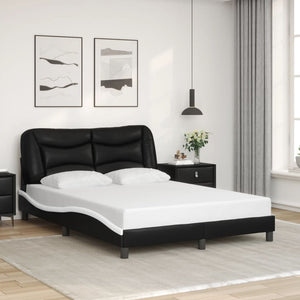 Bettgestell mit LED 120x200 cm Schwarz/Weiß