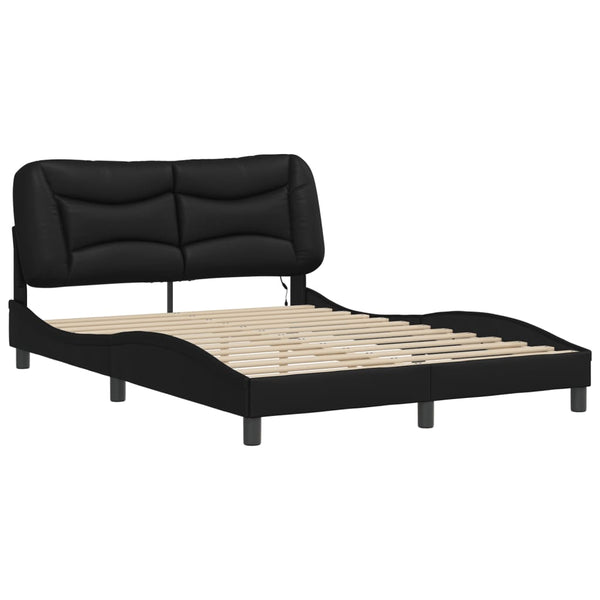 Bettgestell mit LED Schwarz 140x190 cm